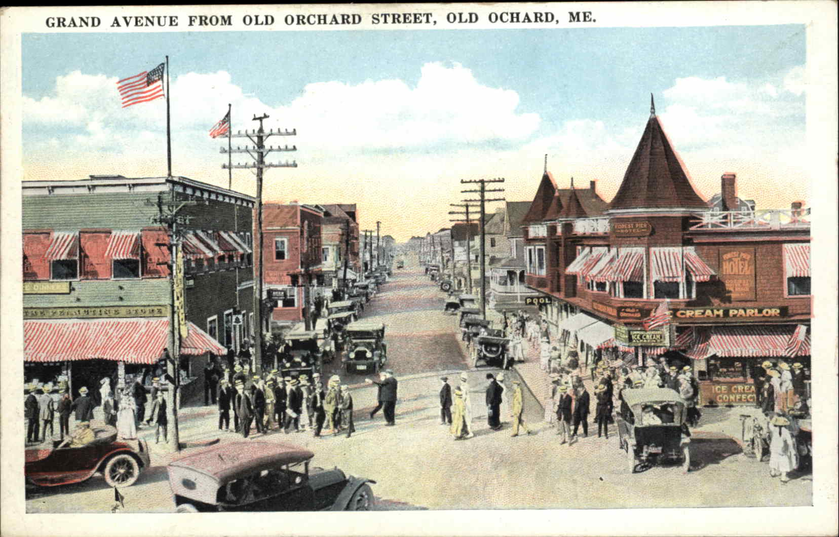 Old Orchard Maine ME Street Scene Car Postcard