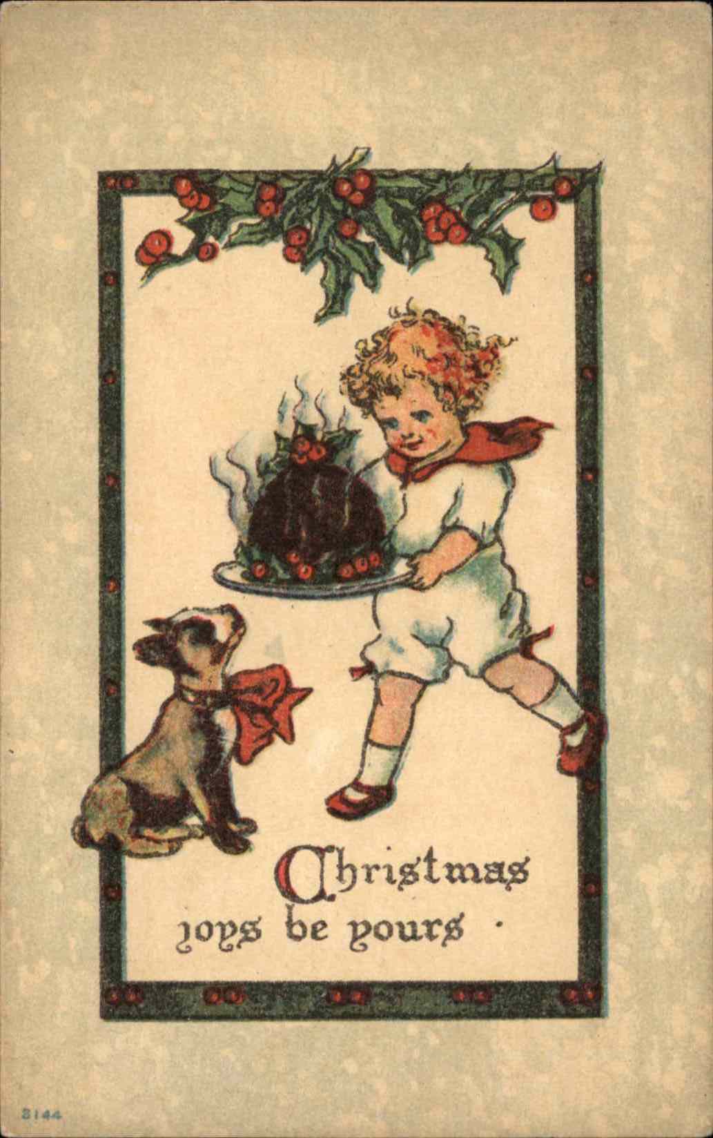 Christmas Children Dog Postcard