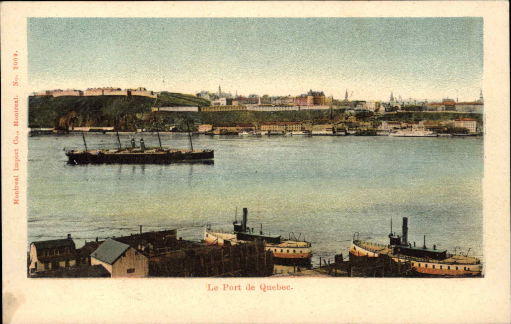 Montreal Quebec Canada Harbor Boat Bird's Eye View Postcard
