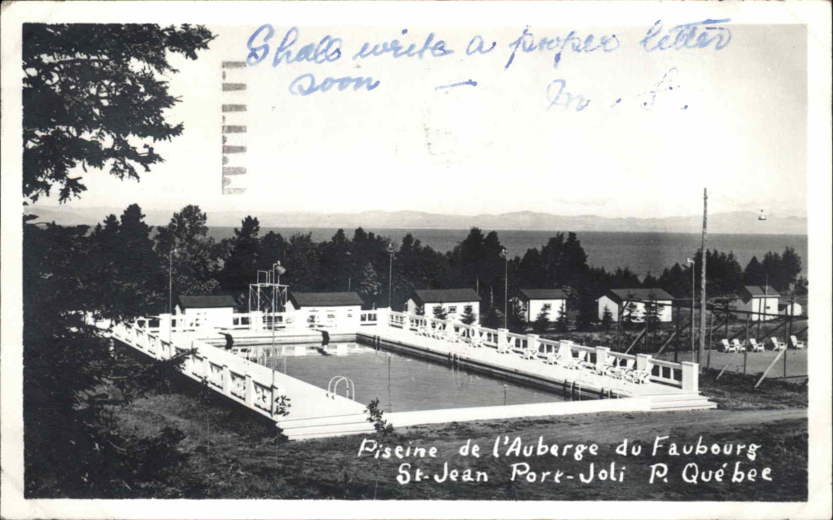 St Jean Quebec Canada Motel Swimming Pool RPPC Real Photo Postcard
