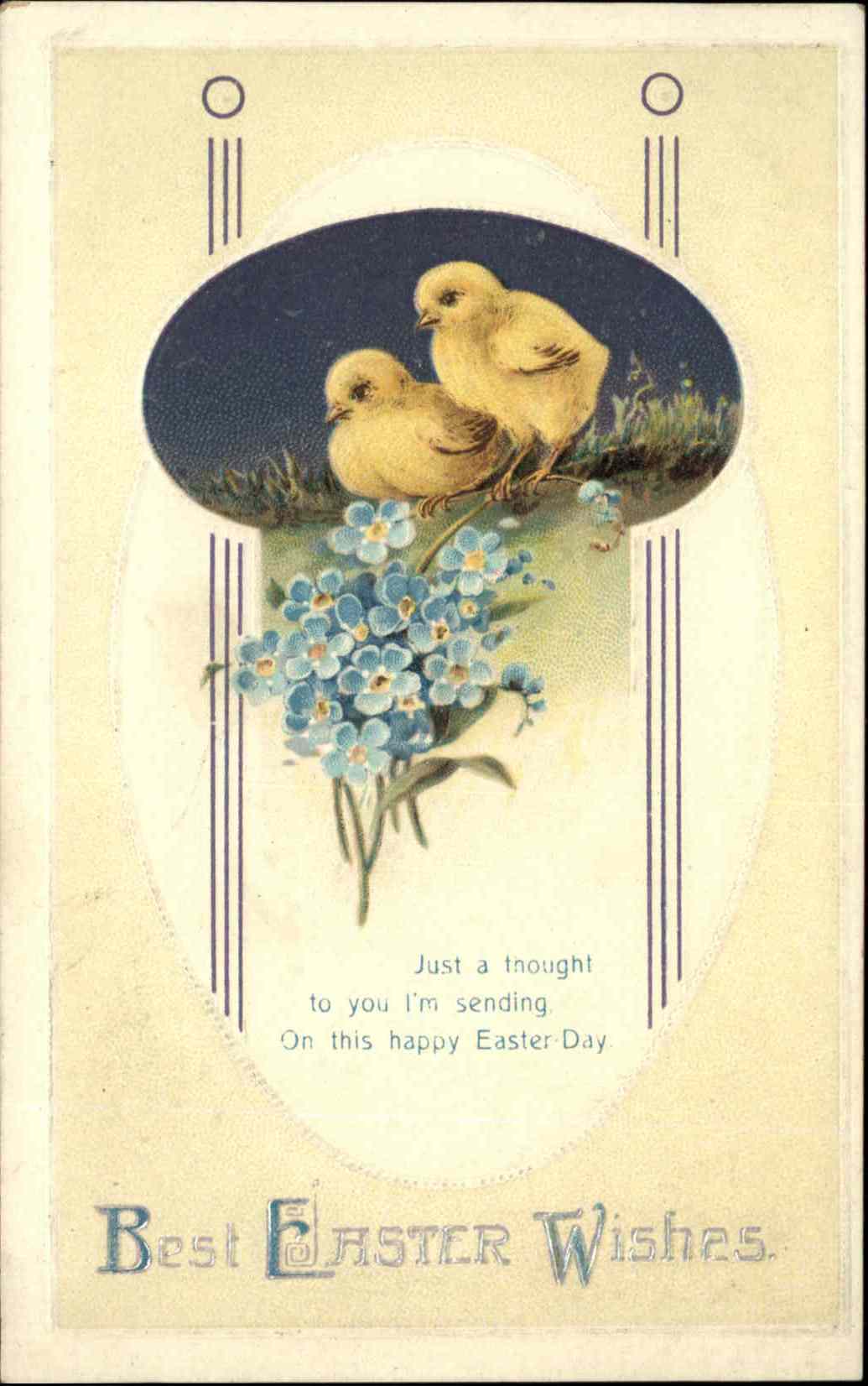 Easter Chick Flower Egg Embossed International Art Publishing Co Postcard