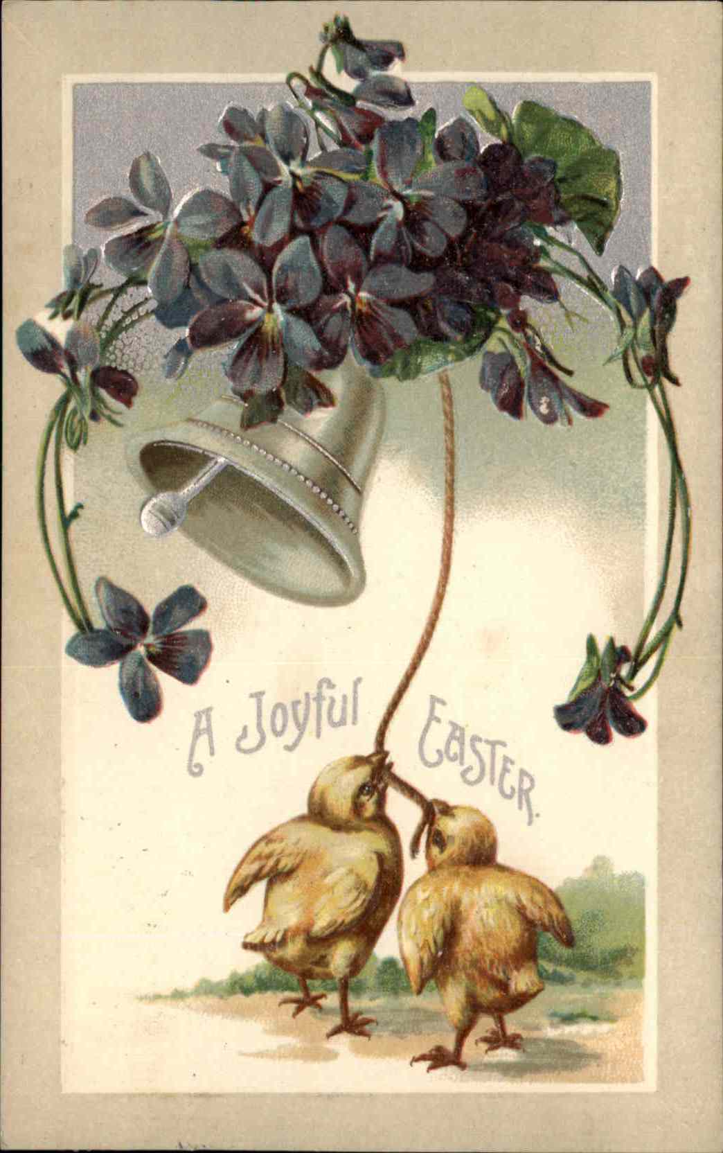 Easter Chick Bell Flower Embossed International Art Publishing Co Postcard