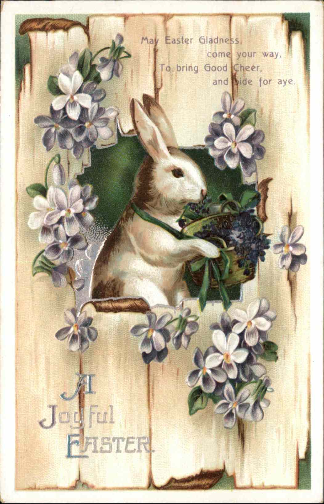 Easter Rabbit Flower Embossed International Art Publishing Co Postcard