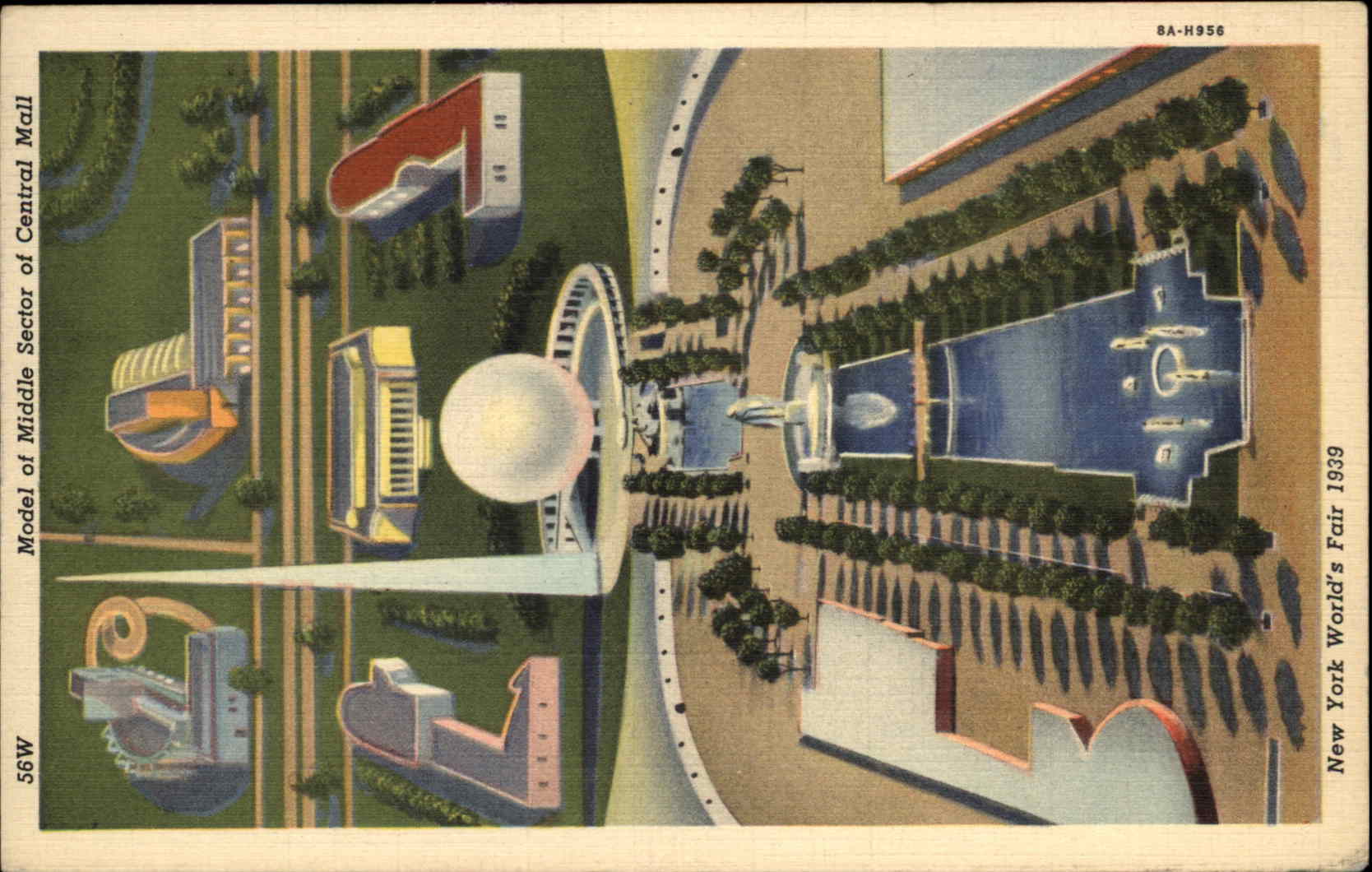 New York City New York NY New York World's Fair 1939 Bird's Eye View Linen Postcard