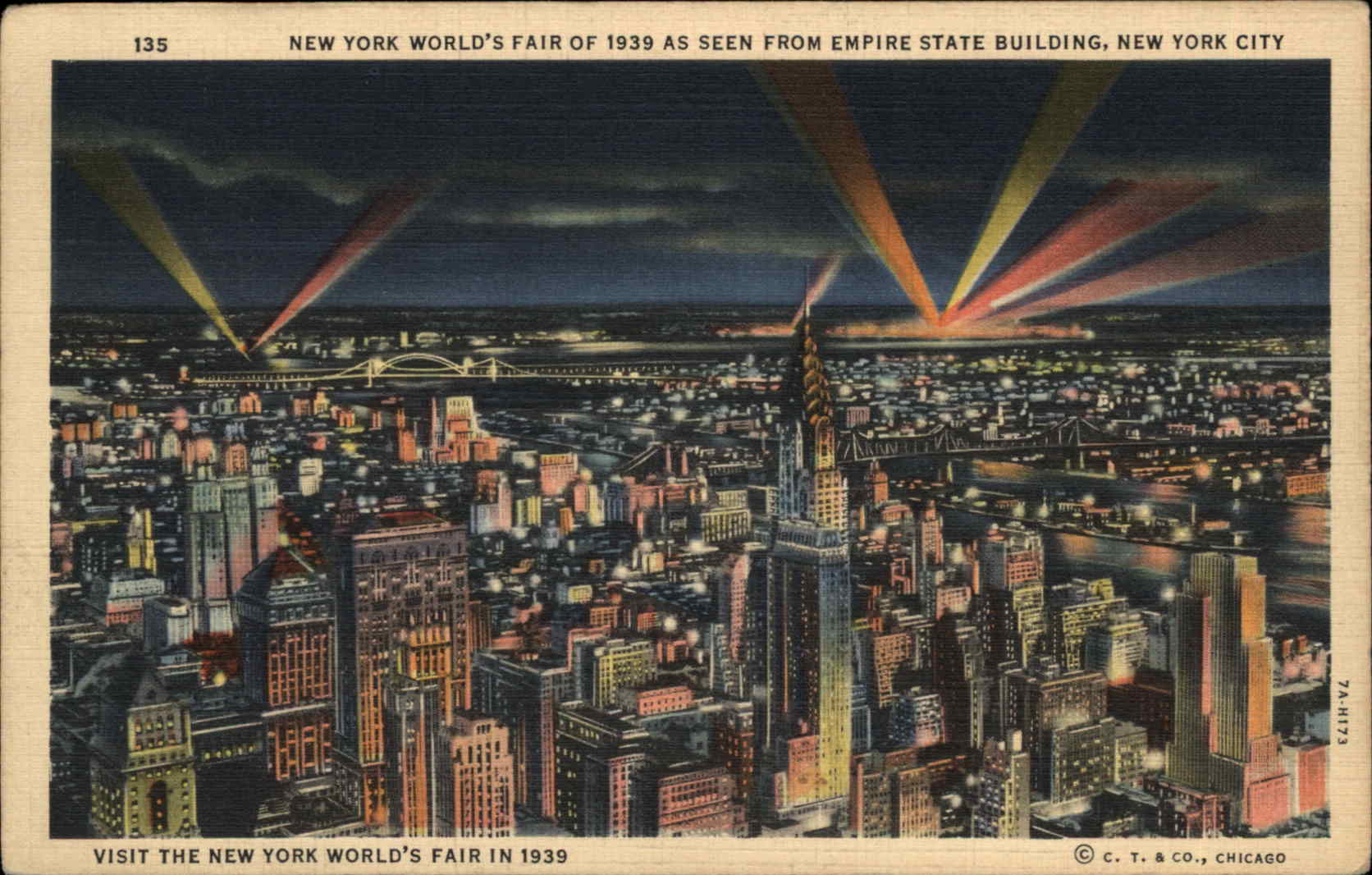 New York City New York NY New York World's Fair 1939 Bird's Eye View Linen Postcard