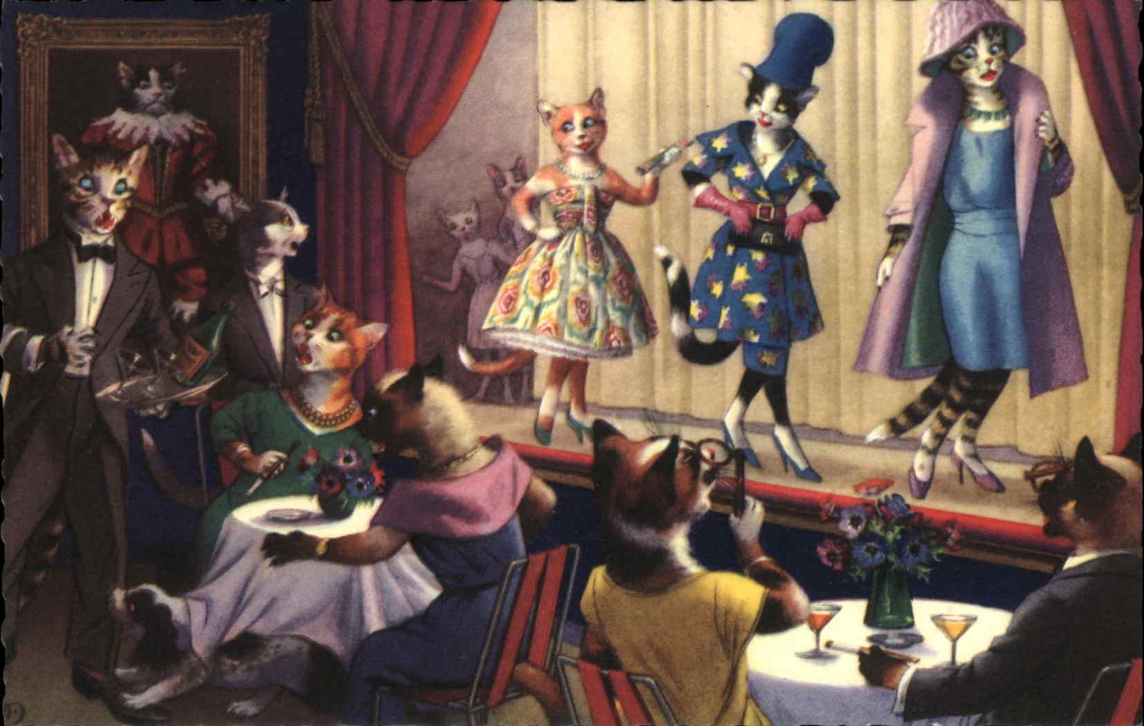 Dressed Animals Cats Fashion Show Postcard