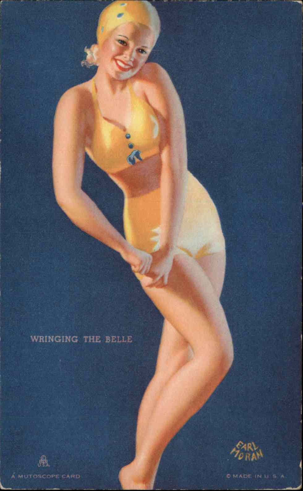 Beautiful Women & Lovely Ladies: Pinup & Bathing Beauty Swimming Cap Mutoscope Exhibit Card Postcard