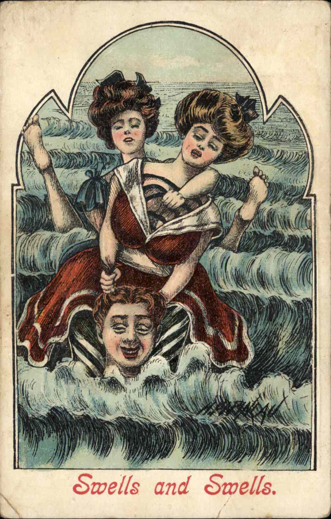 Beautiful Women & Lovely Ladies: Pinup & Bathing Beauty Man Swimming Postcard