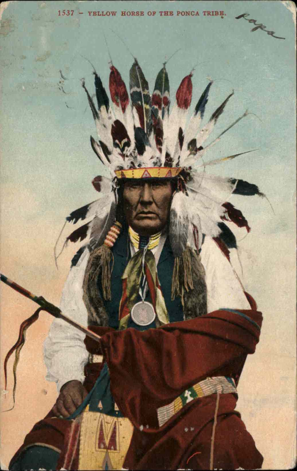 Native Americana/Native Indians Headdress Yellow Horse of the Ponca Tribe Postcard