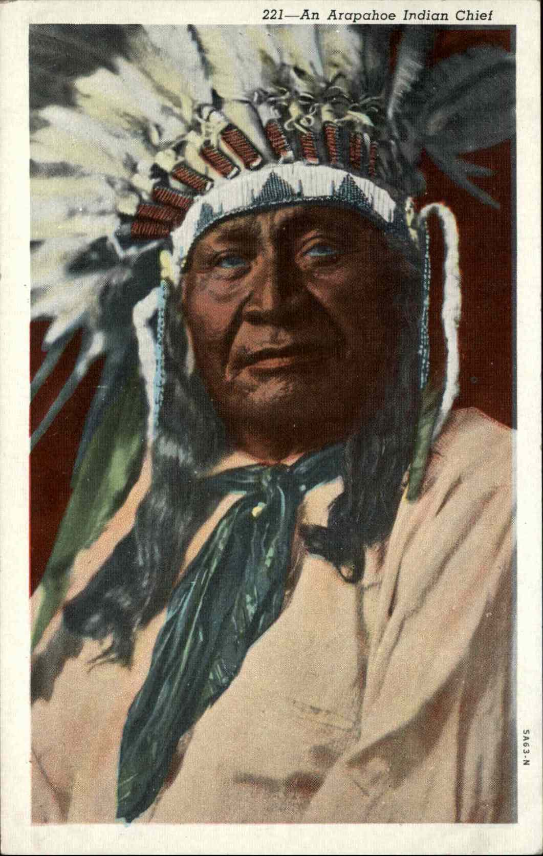 Native Americana/Native Indians Headdress Arapahoe Indian Chief Postcard